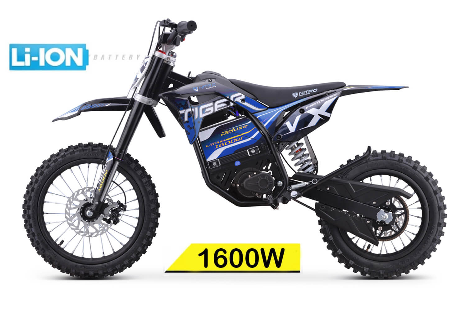 Electric Dirt Bikes Tiger VX 1600W 48V LI ION Electric